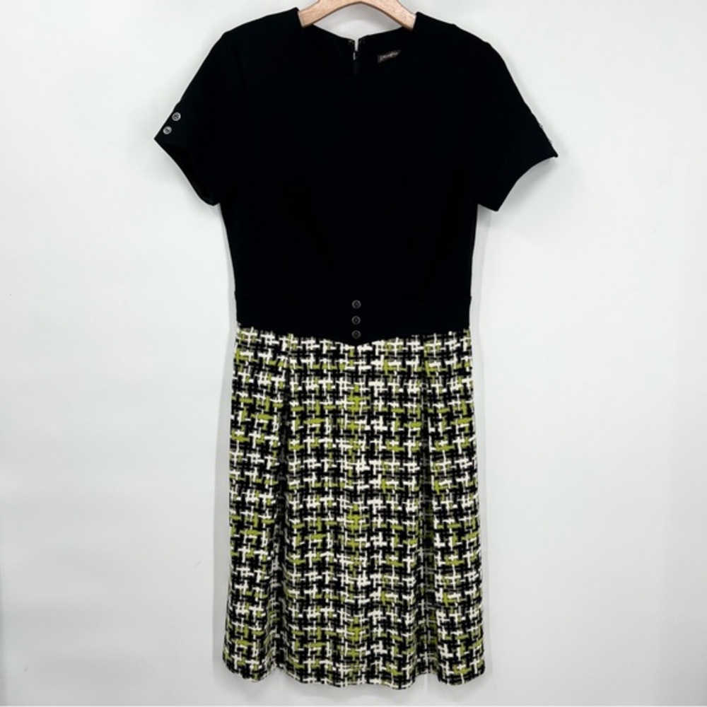 J. McLaughlin Tweedy Pebble Mint Fit and Flare Georgette Dress